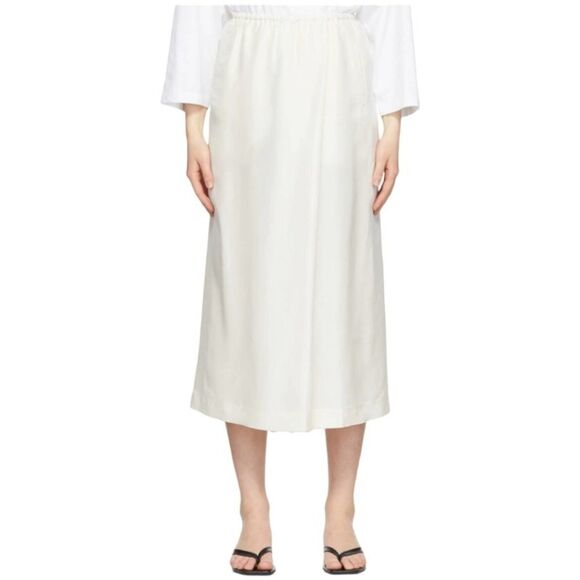 NWT Toteme Habitual Wrap Wide Leg 100% Silk Ivory Trousers Rare Find SZ EU 32 - Picture 6 of 13